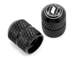 Deity Crown Schrader Valve Caps (Black) (Pair)
