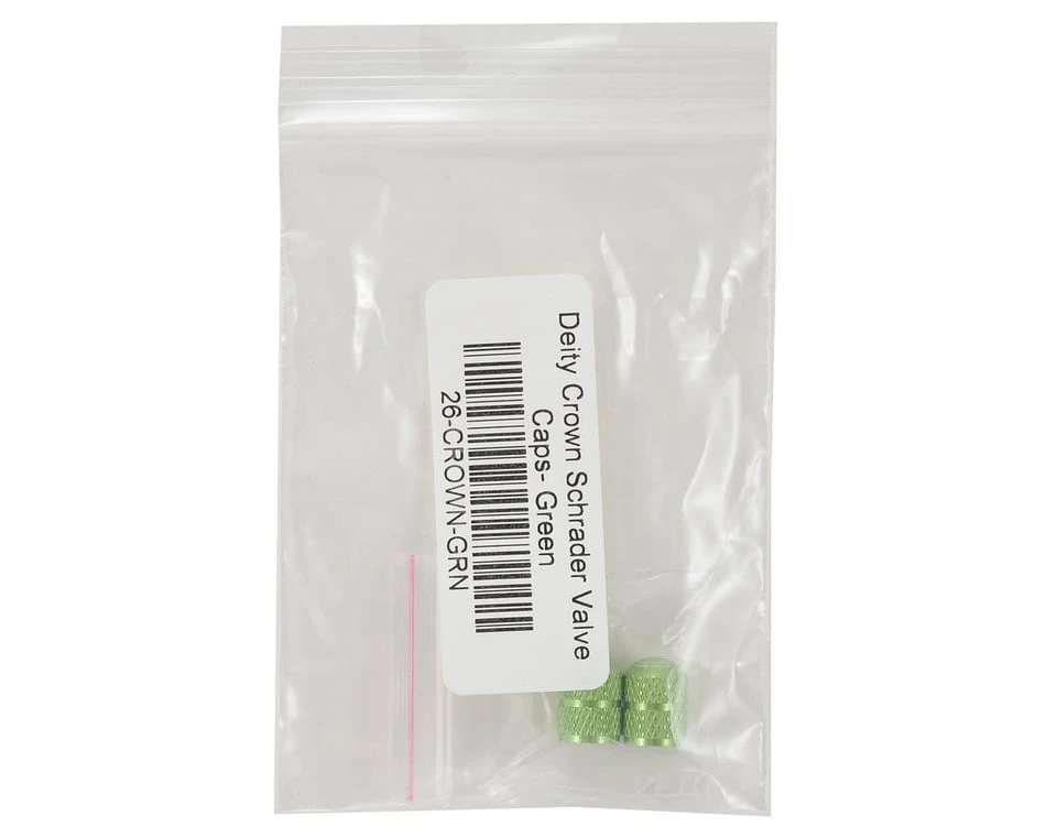Deity Crown Schrader Valve Caps (Green) (Pair) 2 Deity Crown Schrader Valve Caps (Green) (Pair) - Image 2
