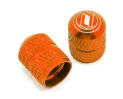Deity Crown Schrader Valve Caps (Orange) (Pair)
