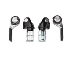 Microshift Road/Mountain Bar End Shifters (Silver/Black) (Pair) (2/3 X 9 Speed) (Shimano Compatible)