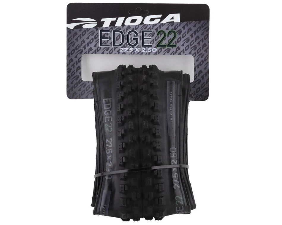 Tioga Edge 22 Tubeless Front Mountain Tire (Black) (27.5" / 584 ISO) (2.5") (Folding) (Synergy Dual) 2 Tioga Edge 22 Tubeless Front Mountain Tire (Black) (27.5" / 584 ISO) (2.5") (Folding) (Synergy Dual) - Image 2